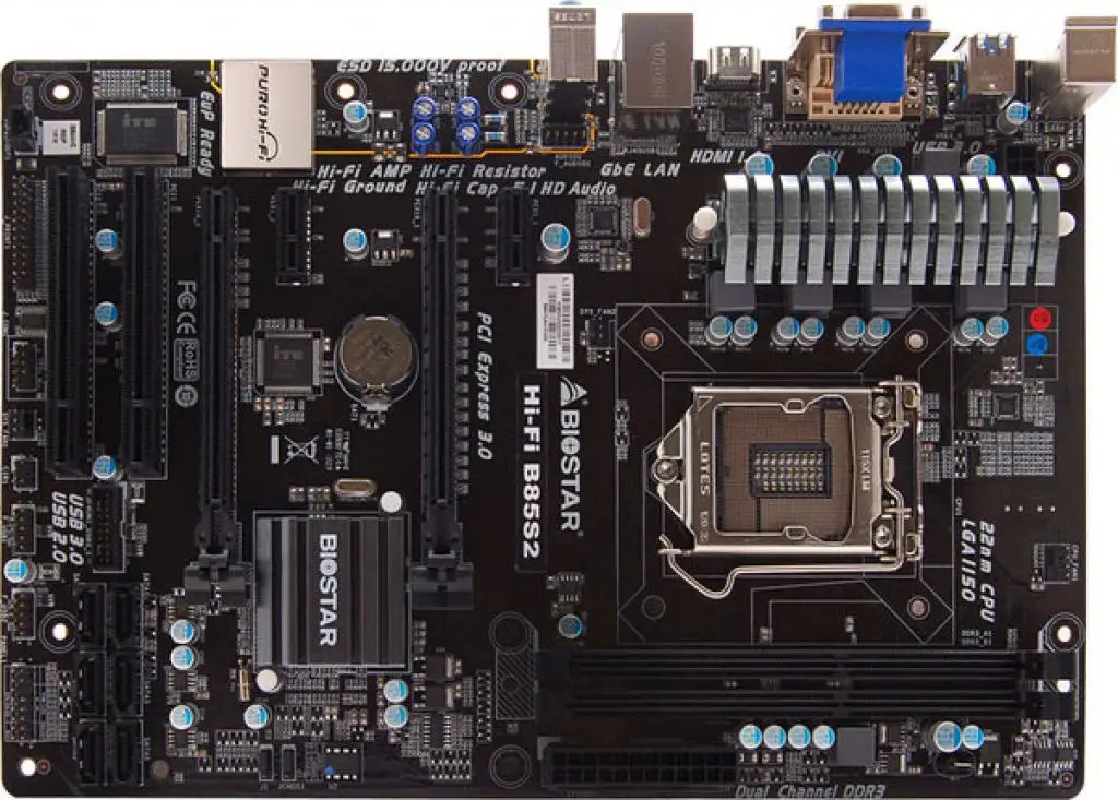 Б/у материнская плата BIOSTAR Hi Fi B85S2 Поддержка процессоров Intel LGA1150 4 го поколения Core i7