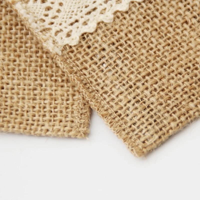 

50Pcs Burlap Lace Cutlery Pouch Holder Bag Hessian Rustic Jute Tableware Party Supplies Picnic Party Wedding Decoration