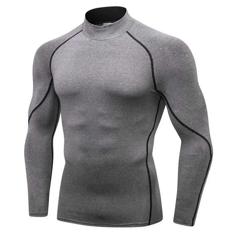 

Men Fitness Gym Clothing Jogging Long Sleeve T Shirt Sport Compression Shirts Bodybuilding Tight Sportswear 7 Colors Size XXL