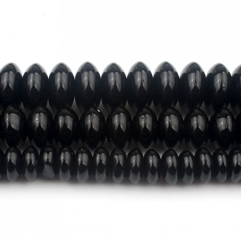 Черные кварцевые хрустальные бусины Круглые бусинки из камня Рондель черный