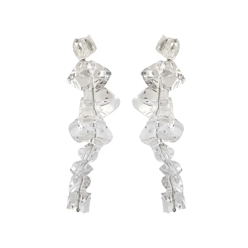 

SRCOI Fashion Irregular Geometric Transparent Acrylic Long Drop Earrings Exaggerated Female Daily Party Tassel Earrings 2021