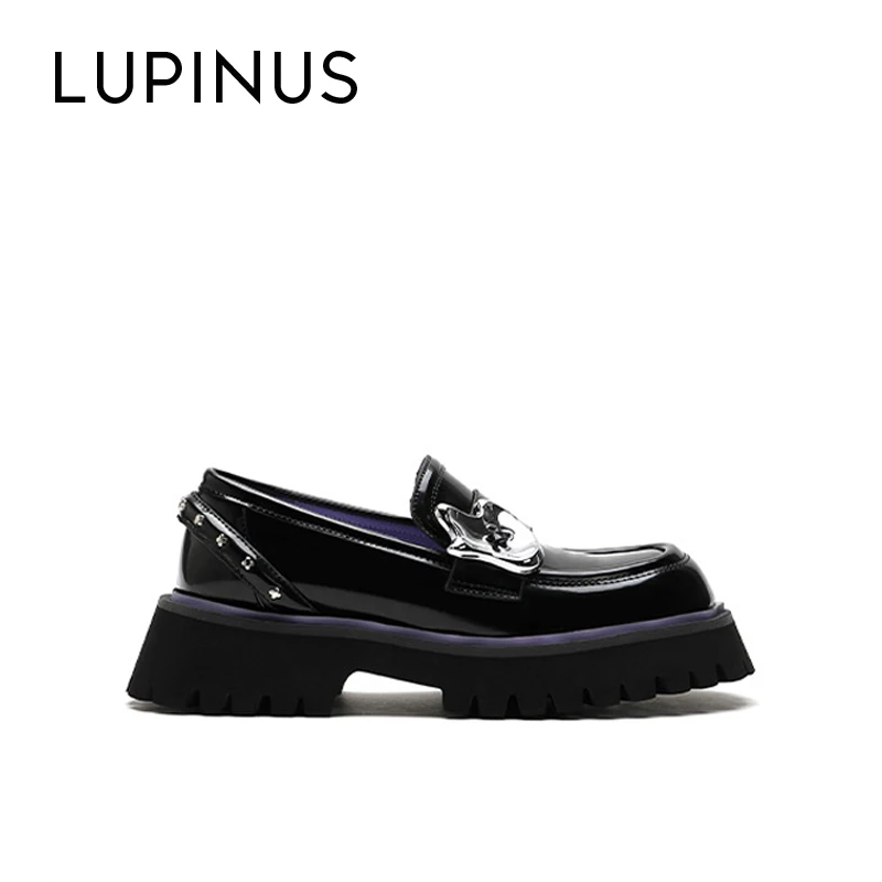 

LUPINUS 2022 Новые Модные металлические дизайнерские женские лоферы Ретро Платформа женские шикарные заклепки с круглым носком