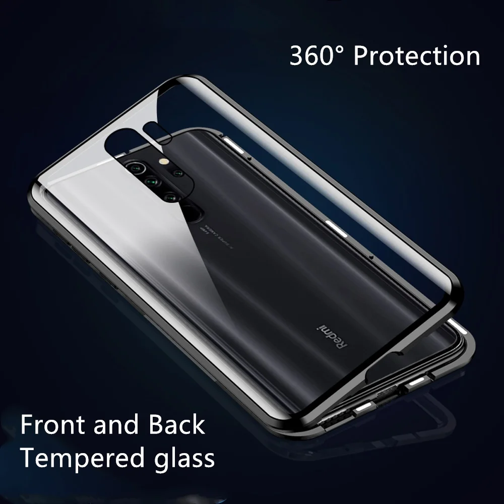 

Case for Xiaomi Redmi Note 8 Pro , 360 Full Body Protection Double-sided Tempered Glass Magnetic Adsorption Cover