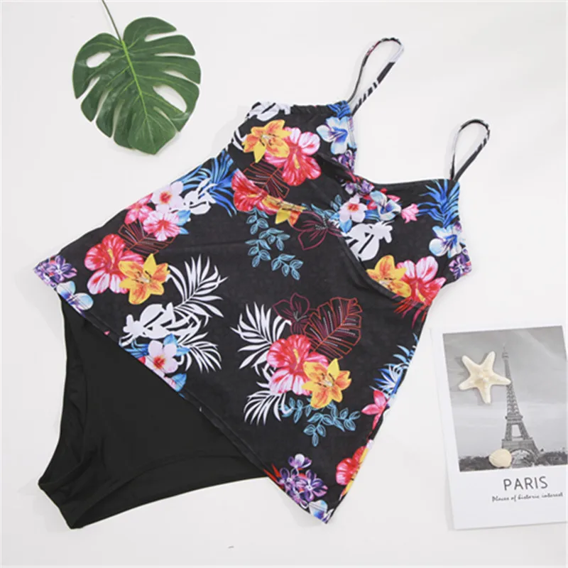 Женский купальник Танкини размера плюс с цветочным принтом пуш ап купальный