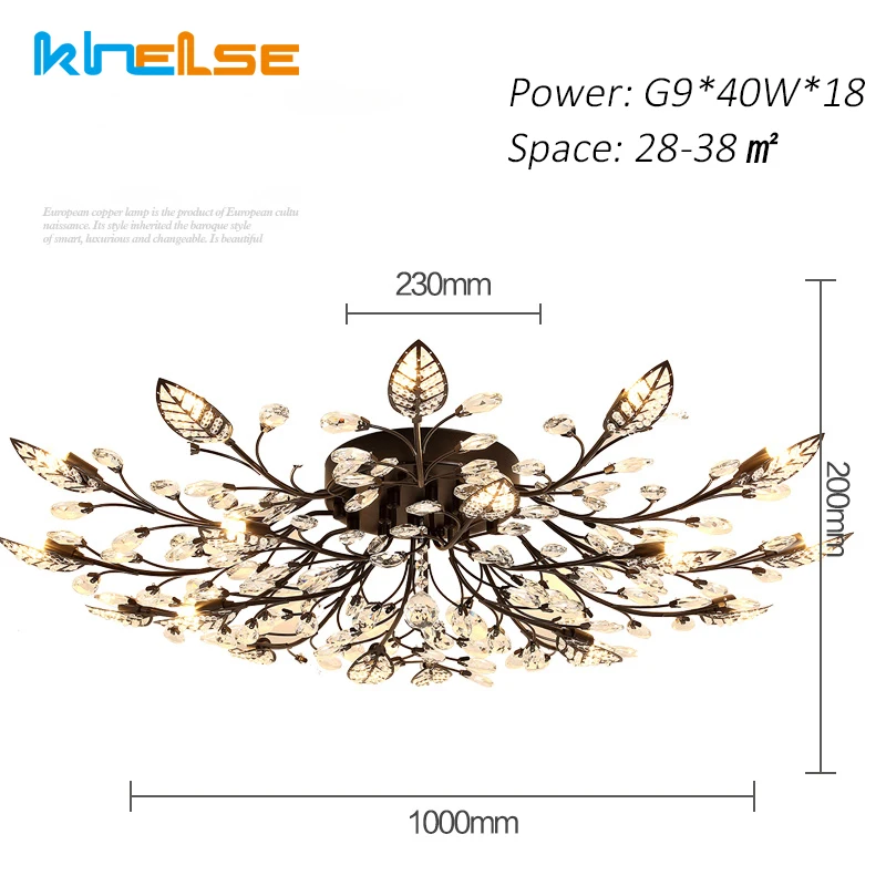 18 Light Black Khelse Хрустальный потолочный светильник романтическая лампа для спальни освещение комнаты DIY современный золотой черный светодиодный K9 спальня Хрустальное освещение - Цвет корпуса: 18 Light Black