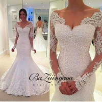 elegant lace wedding dresses mermaid bride floral print lace suitable for church wedding plus size bride dress robe de mari%c3%a9