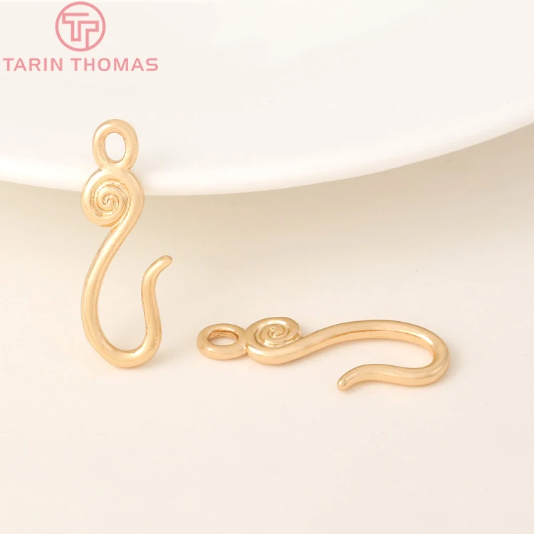 

4PCS 10x17MM 24K Champagne Gold Color Plated Brass Hook Charms Pendants High Quality Diy Jewelry Accessories