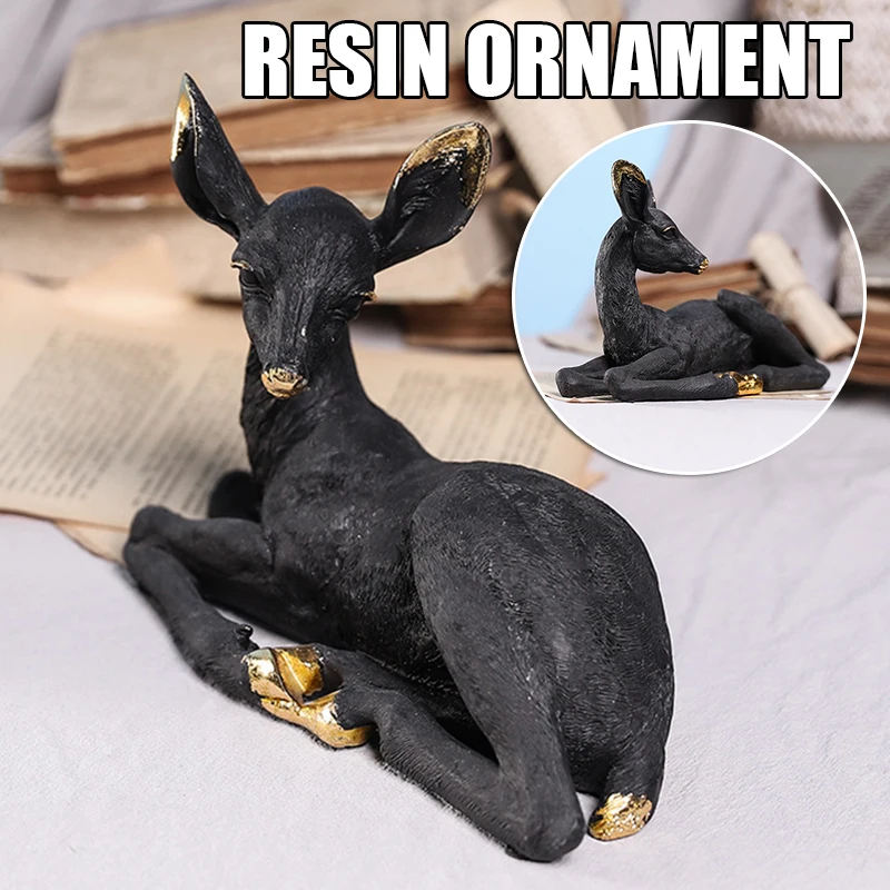 

Sitting Resin Donkey Statues Nordic Style Christmas Black Animal Figurines Statues Wine Cabinet Home Office Decoration B88