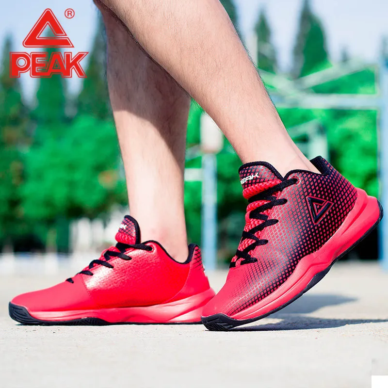 Peak basketball shoes men's 2020 new breathable shock absorption anti slip mid top sports |