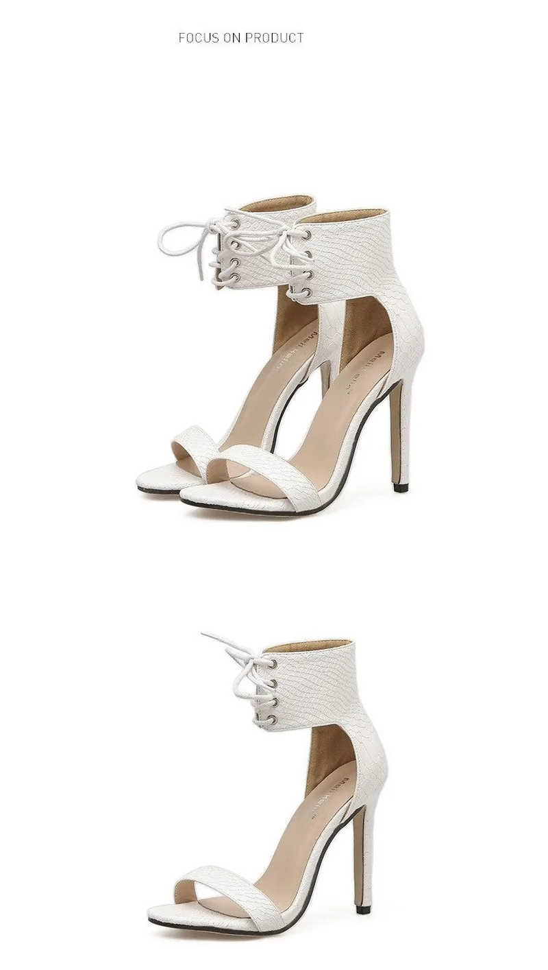 Новинка лета 2019 женские сандалии сексуальные из змеиной кожи на высоком каблуке