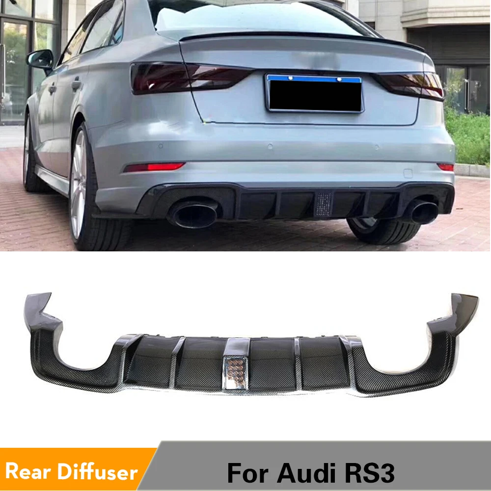 Rear Bumper Lip Spoiler For Audi RS3 Sedan 4-Door 2017 2018 Carbon Fiber Diffuser Guard | Автомобили и мотоциклы