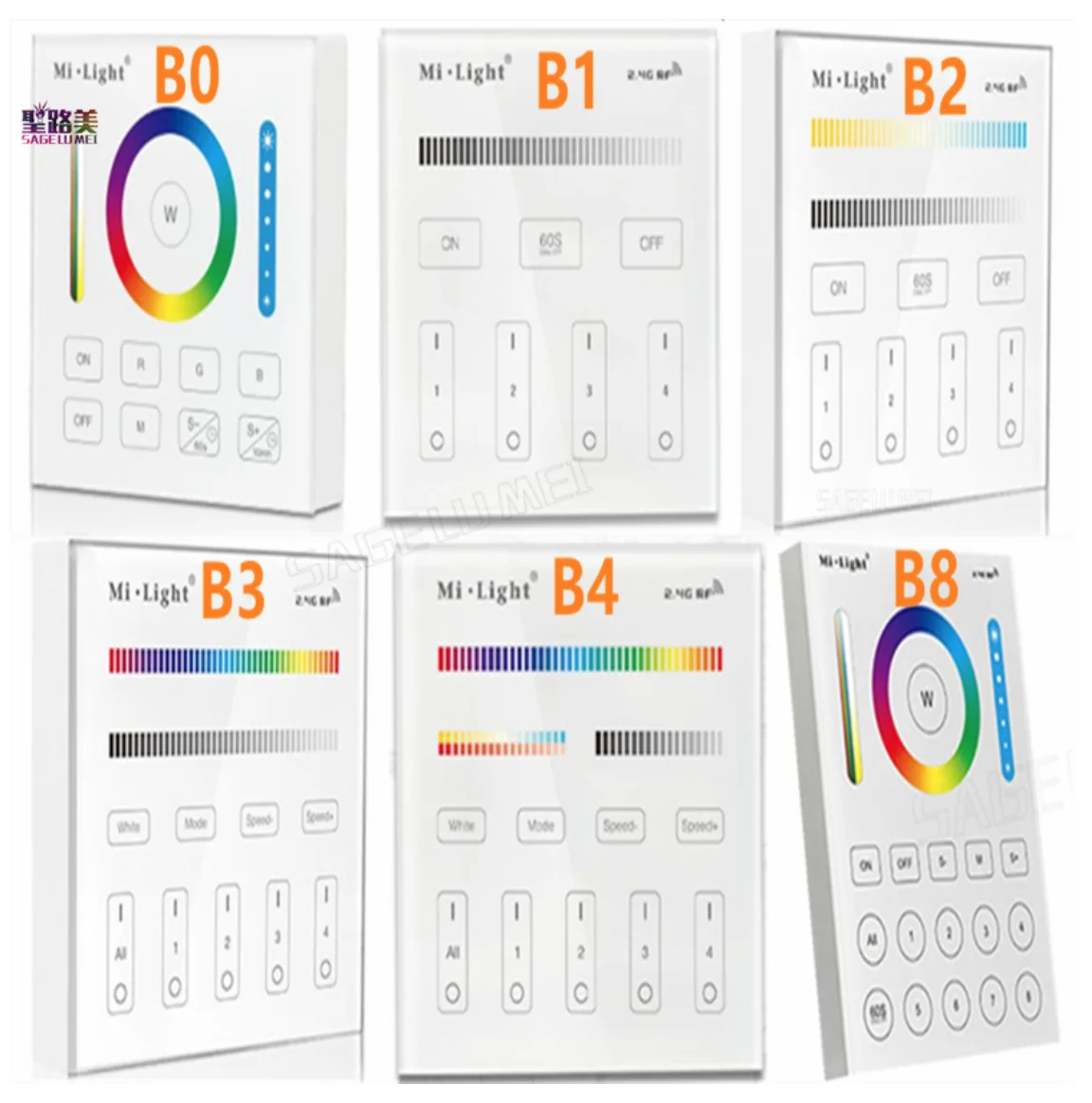 Mi Light B0 B1 B2 B3 B4 B8 4 Zone 8 2 GHz беспроводная WIFI Сенсорная панель диммер/RGBW/RGB + CCT LED умный