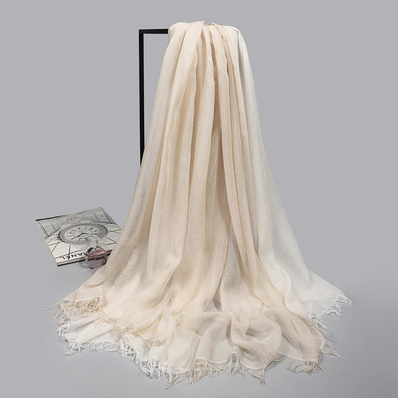 Женские шифоновые шелковые шарфы модные весенние из модала однотонный платок