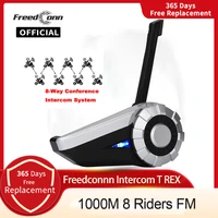 freedconn t rex motorcycle bluetooth 8 riders group helmet intercom headset 1500m wireless waterproof communicator with fm radio