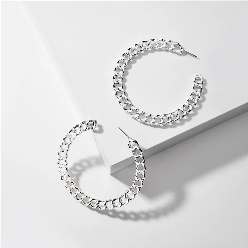

Joolim Link Chain Zinc Alloy Hoop Earrings Streetwear Jewelry 2020 Earring