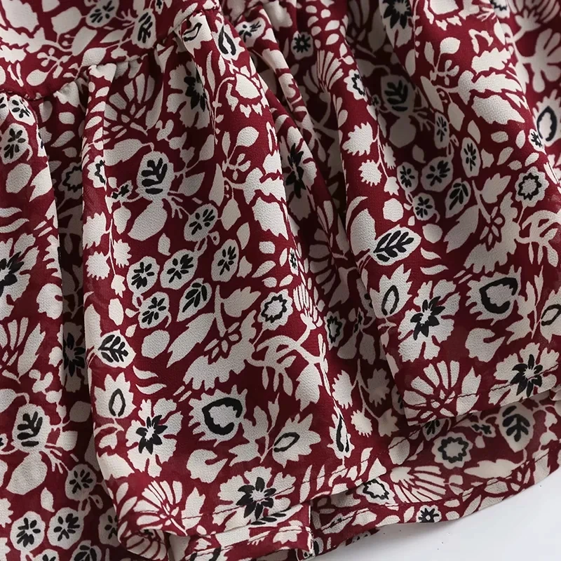 

England Vestidos De Fiesta De Noche Vinatge Paisley Print Fashion Party Mini Dress Ruffles Summer Dress Women Vestidos