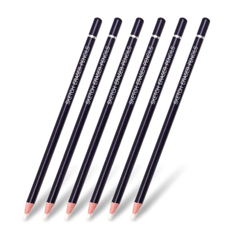 

2022 New 6pcs Portable Pro Artist White Fine Detail Erasers Set Great for Colored Pencils Black Charcoal Pencils School