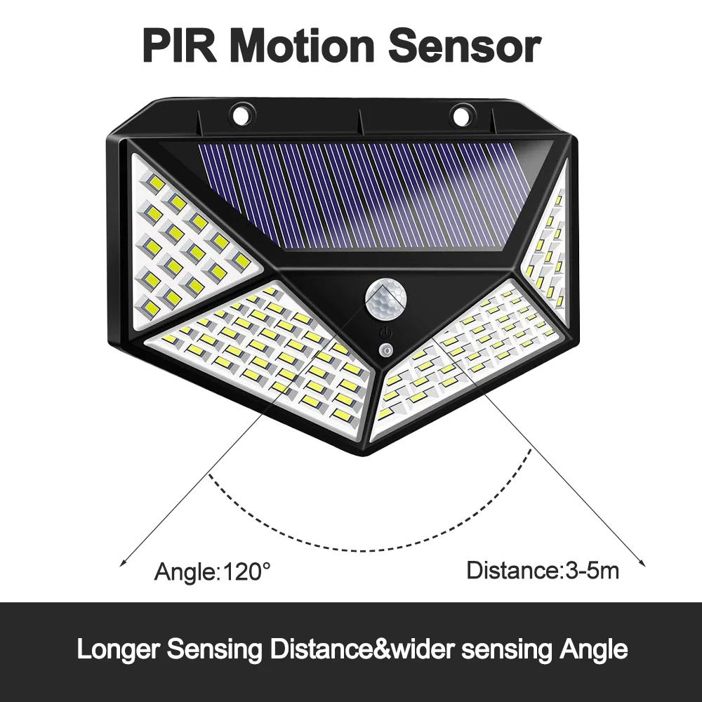 1/2/4pc 100 LEDs Solars Lamp Solar Light PIR Motion Sensor Wall Waterproof LED Garden Lights Outdoor Security | Лампы и освещение