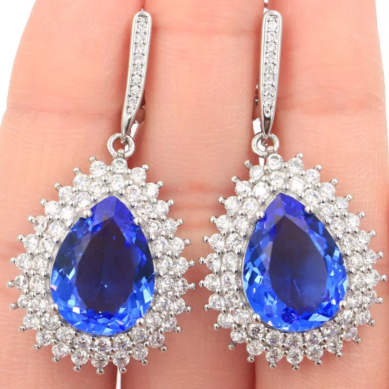 42x22 мм Романтичный комплект украшений создан большая капля фиолетовый танзанит