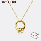 925 стерлингового серебра для женщин, модная новинка, ювелирное изделие, высокое качество круг узлов золото ретро простое ожерелье с подвеской Длина 48 см