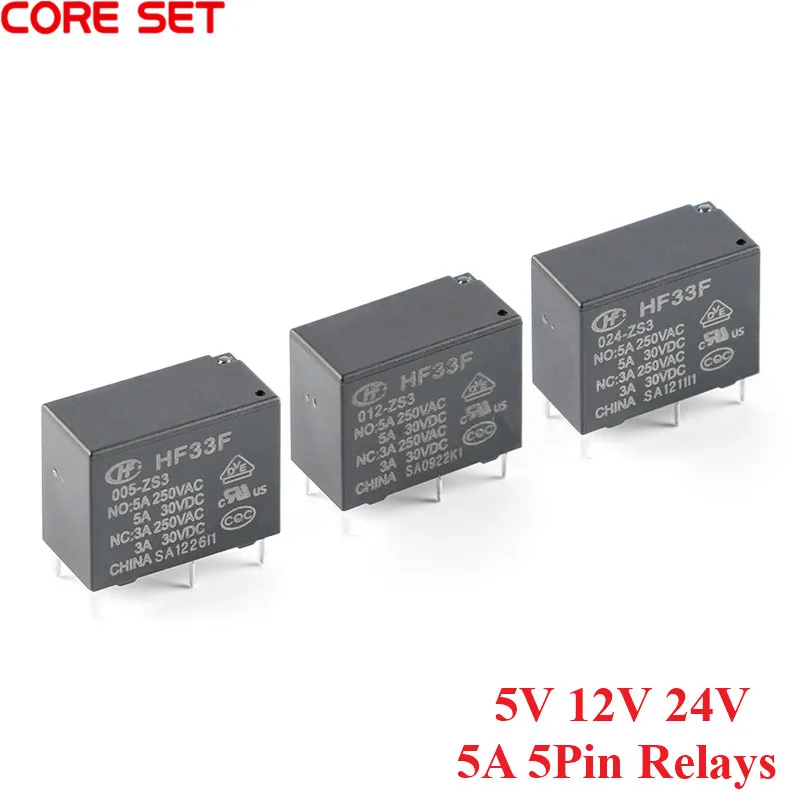 

2 шт. новое реле HF33F JZC-33F-005 012 024-HS3 ZS3 HF33F-012-ZS3 4PIN 5PIN 5A 5V 12V 24V силовые реле