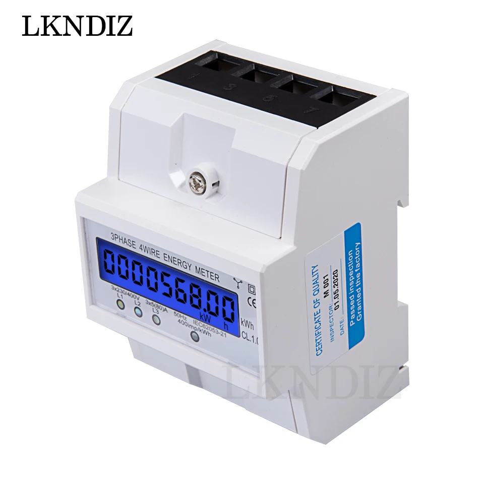 Din Rail 3 фазы 4 провода счетчика энергии метр электронный счетчик Мощность