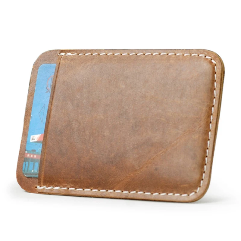 2020 Trend Luxury Unisex Crazy Horse Leather Design Fashion Travel Gift Slim Wallet Front Pocket Money Clip Mini Bill Purse C059 | Багаж и