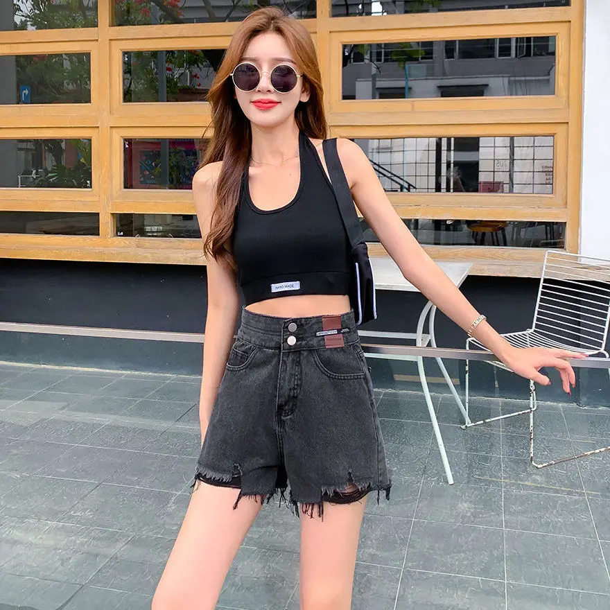 

Denim shorts women's summer high waist loose versatile trend 2021 new Korean student thin A-line wide leg hot pants