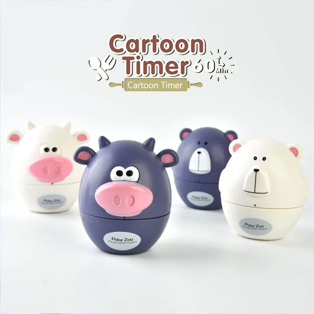 

NEW Kitchen Timer Cartoon Animal Vegetable Shape 60 Minute Timer Easy Operate Kitchen Timer Cooking Baking Helper Kitchen Tools