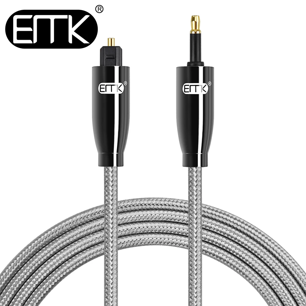 Мини-оптический аудиокабель EMK Toslink на 3 5 мм кабель SPDIF оптический 1 м 2 8 10 плетеная
