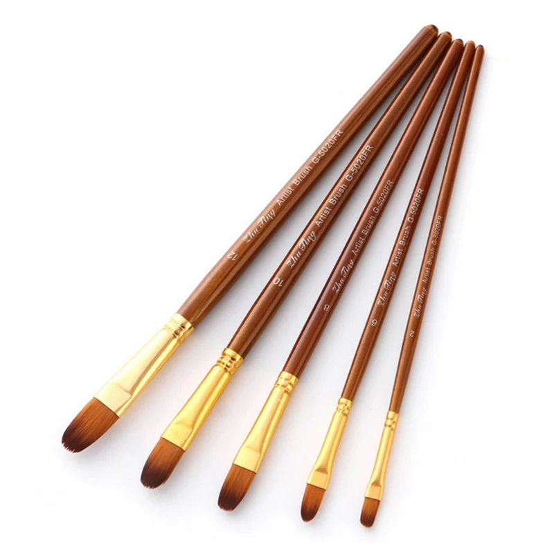 Кисти нейлоновые для рисования акварелью 5 шт. | Канцтовары офиса и дома