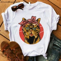 women cat mom tee tops printed casual short sleeve harajuku hip hop vintage t shirt female fashion clothes mama bandana t shirt