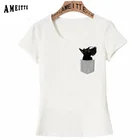 Шотландский Терьер в кармане футболка с принтом женская смешная поддельная карманная собака Дизайнерские повседневные топы для девушек белые футболки