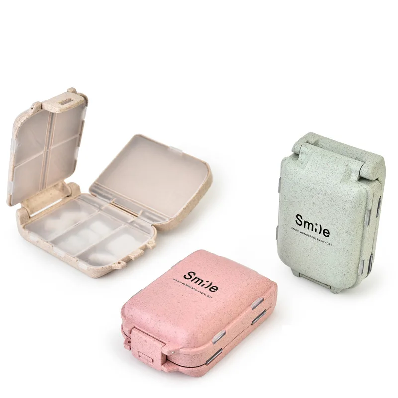 8 сеток коробка для таблеток Пшеничная солома Органайзер контейнер дорожная