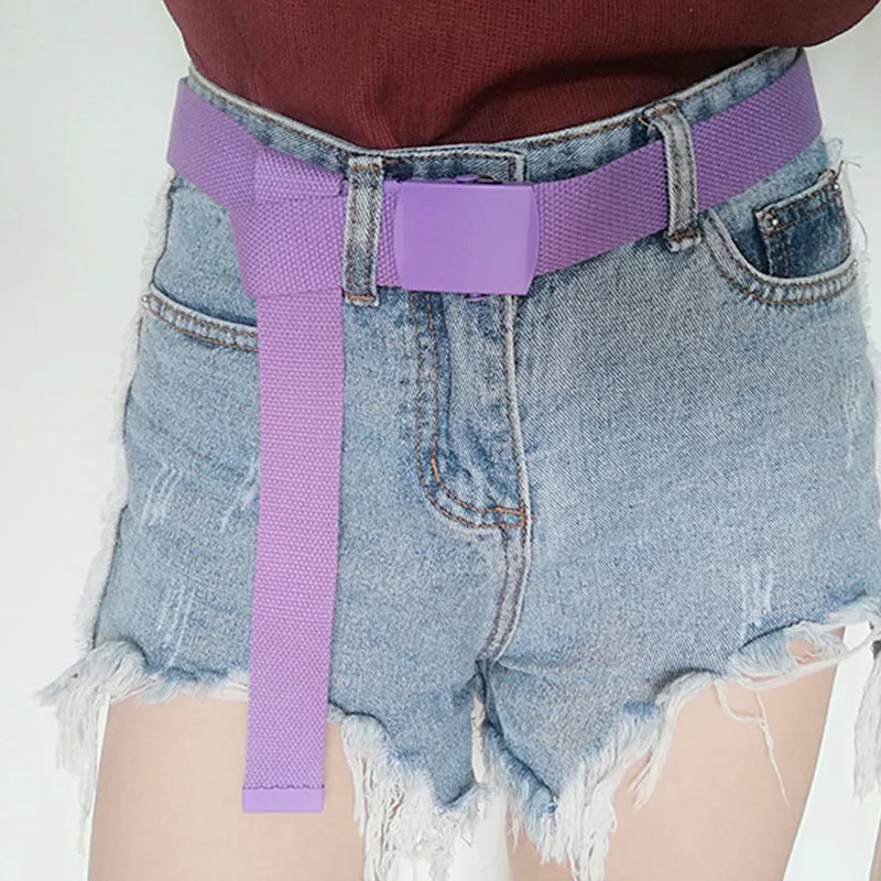 Ремень холщовый для мужчин и женщин гладкий длинный пояс с металлической пряжкой