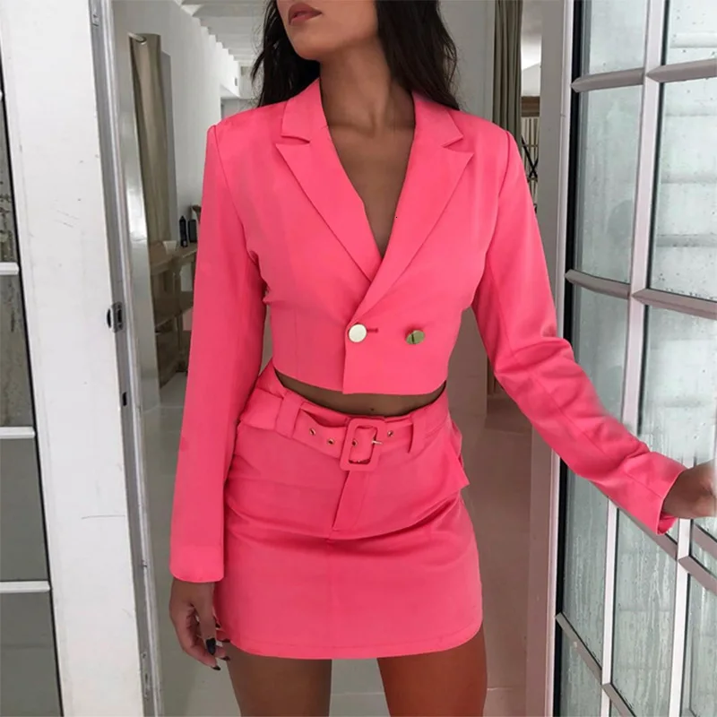 Официальный комплект из двух предметов с пуговицами топ длинными рукавами и юбка