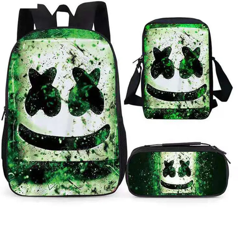 3 предмета в комплекте новинка рисунком виде улыбающихся рожиц Рюкзак Школьная
