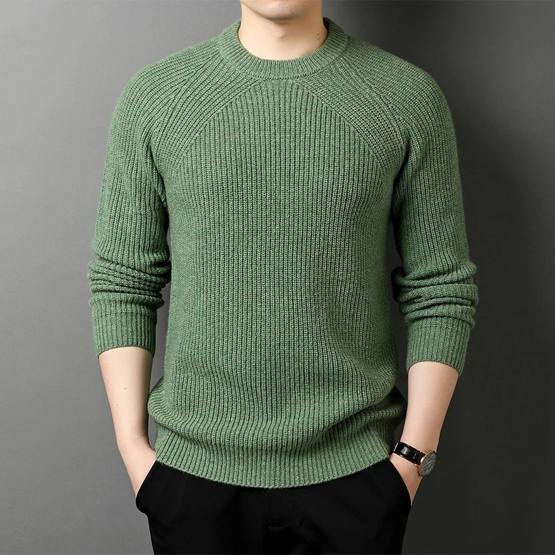 

2021 NEW Spring and Autumn Pure Color Round Neck Sweater Men Thick warm Knitwear Sweaters zde1117