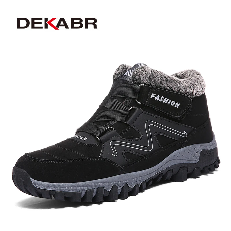 

DEKABR Winter Warm Men Boots Cow Suede Fur Plus Outdoor Snow Boots Handmade Waterproof Working Non-slip Ankle Boots Botas Mujer