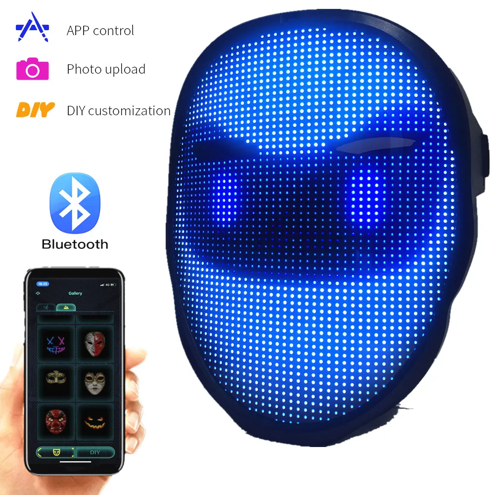 Светодиодная маска для вечерние с Bluetooth 2074 RGB-лампой подсветкой | Дом и сад