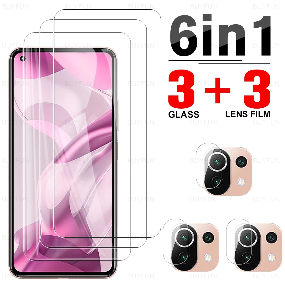 Чехол 6 в 1 из закаленного стекла для Xiaomi 11 Lite 5G NE Защита экрана Xiomi Mi 11i 11T Pro