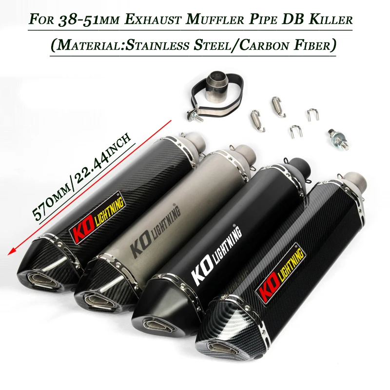 

Exhaust Muffler Pipe Removable DB Killer Tail End Escape Motorcycle Input 38-51mm Vent Silencer Tip Tubes Stainless System Refit