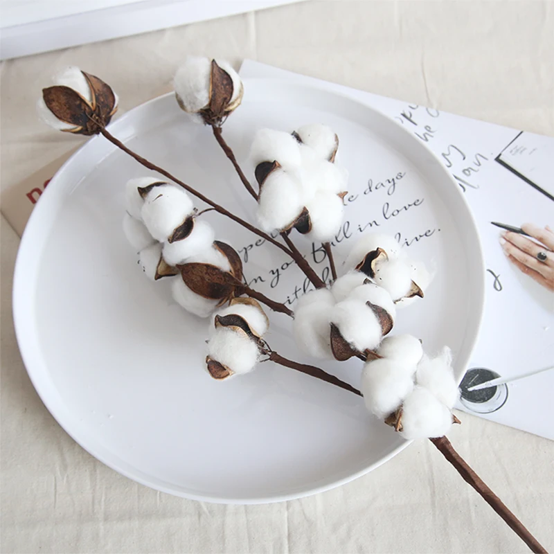 

10 Heads of Natural Cotton Artificial Flowers Wedding Decoration Flowers Home Garden Decoration Desktop Landscaping