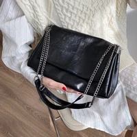 vintage pu leather womens crossbody bag solid color soft shoulder bag female handbags chain casual messenger bag purse 2021