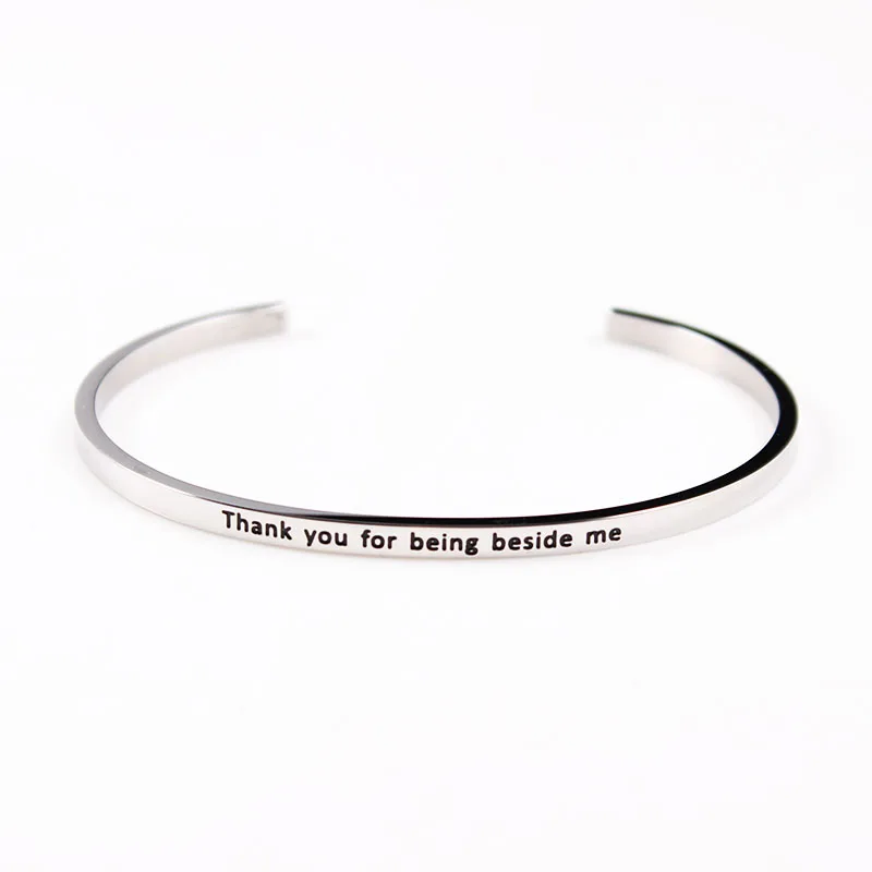 Новинка 2021 г. браслет с гравировкой Happy серебряный из нержавеющей стали