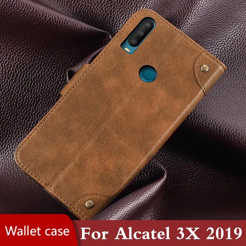 Флип чехол для Alcatel 3X2019 Кожаный противоударный роскошный Магнитный телефона