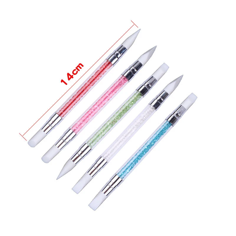 Двухсторонняя Силиконовая ручка для ногтевого дизайна 3D полые кисти резьбы