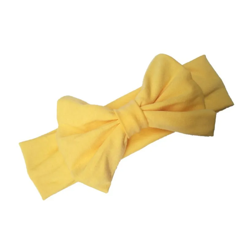 yellow Детская повязка на голову с бантом; Вязаная хлопковая детская эластичная повязка на голову для девочек; тюрбан для девочек; Летние повязки на голову; Бандо; bebe - Цвет: yellow
