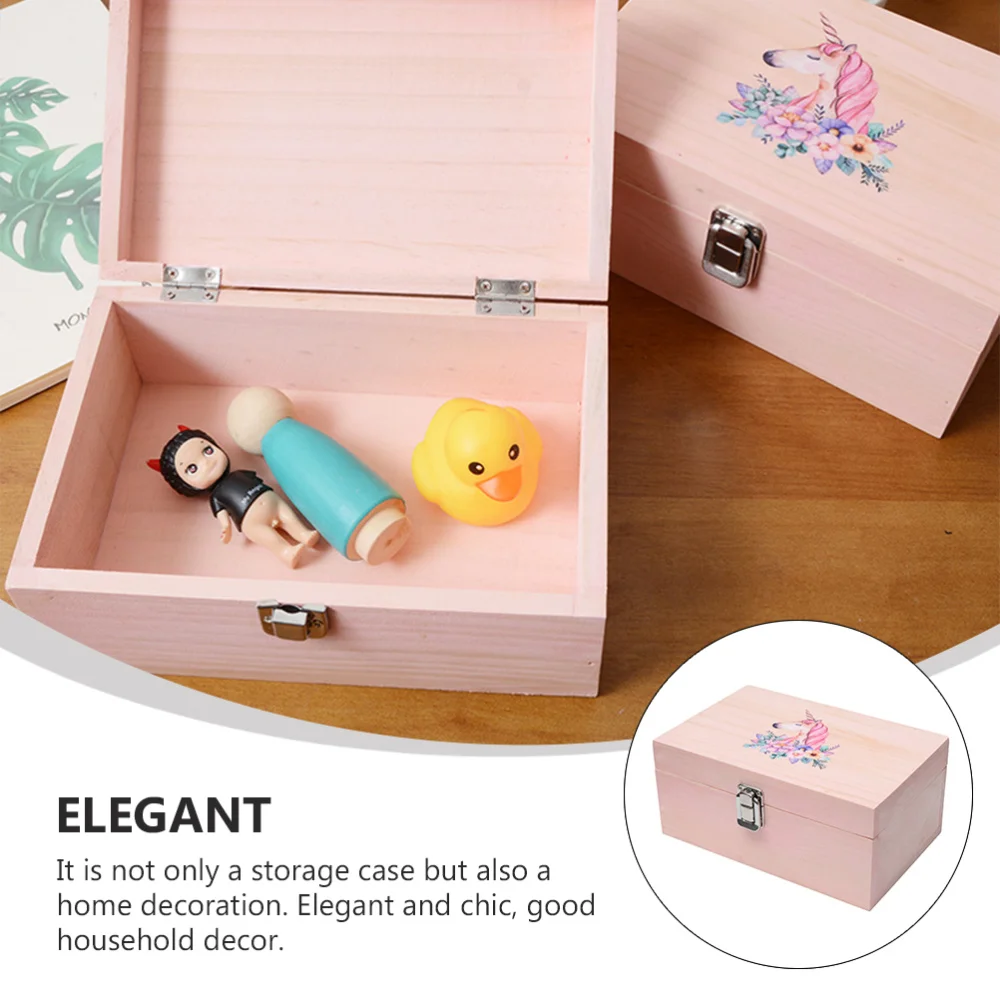 

1Pc Wooden Storage Box Pattern Jewelry Case Decorative Storage Box