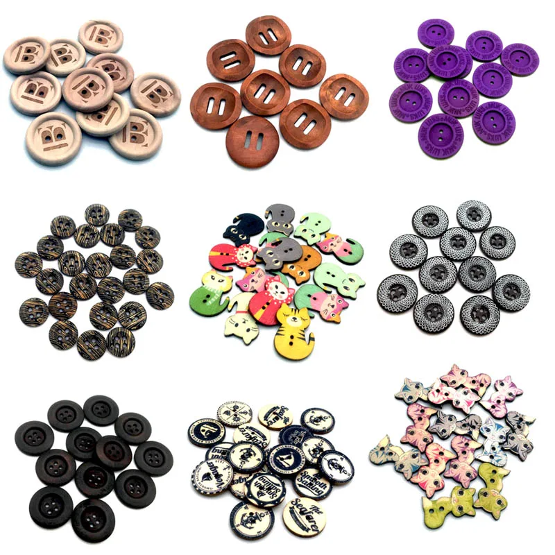 

High-Quality Colored Button Series DIY Wood Buttons For Clothing Sewing Accessories Crafts Scrapbooking Home Decoration Supplies